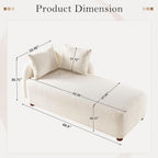 68.9" Chaise Lounge Chair Indoor with Left Facing, Chenille Beige | 2 Throw Pillows, Comfy Reading Chair, Oversized Upholstered Sleeper Chair for Living Room, Bedroom, Apartment