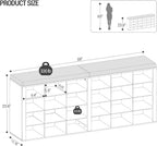 Hzuaneri Shoe Storage Bench with Cushion, Entryway Storage Bench with 24 Cubbies, 9.5" Widened Organizer Cabinet, Long Cubby Rack for Living Room, Bedroom, Entryway, White SB32403GY