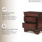 Signature Design by Ashley Alisdair 2 Drawer Nightstand, Reddish Brown | 21.63 in wide, Louis Philippe-style moulding, Metal slides beneath drawers, Antiqued bronze-tone pulls, Master bedroom use