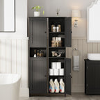 Homleke Tall Bathroom Storage Cabinet with 2 Doors, 67"H Narrow Storage Cabinet with Adjustable Shelves& Anti-Tip Design, Reversible Door Installation, Easy Assembly, 11.8 x 15.7 x 66.9 Inches, Black