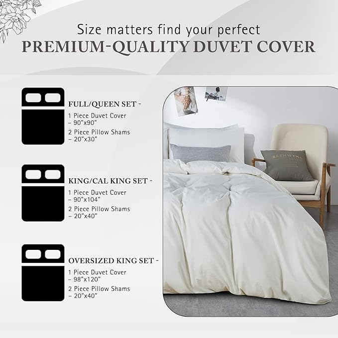 Oversized King Duvet Cover 1000 Thread Count 100% Egyptian Cotton Luxury Hotel Quality Quilt Cover & Pillow Sham - 5 Piece All Season Duvet Cover Set with Zipper Closure, 6 Corner Ties