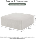 Gericco 113" Modular Sectional Couch, Cloud Sofa with Deep Seats, Upholstered Corduroy Square Stuffed Ottoman Pouf, 40 * 40 Inch Furry & Fluffy Movable Foot Stool for Living Room, Beige