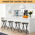 LEDLAY18 Inch Folding Stool with Handle - 500LBS Capacity Portable Foldable Stool with Non-Slip Feet, Heavy-Duty Steel & Plastic Collapsible Stool for Indoor Outdoor Use, Black