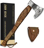 Viking Axe Forged High Carbon Steel Viking Axe | Balanced Ax | Odin Norse Bearded Axe | Camping Hatchet Axe | Sheath Included Handcrafted Ash Wood Shaft | Viking Gifts for Men