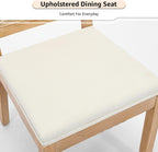 ODUSE-DAILY French Country Rattan Dining Chairs Set of 4, Beige Farmhouse Kitchen & Dining Room Chairs, Wood Dining Chair with Cane Back & Linen Upholstered Seat, Solid Wood Frame