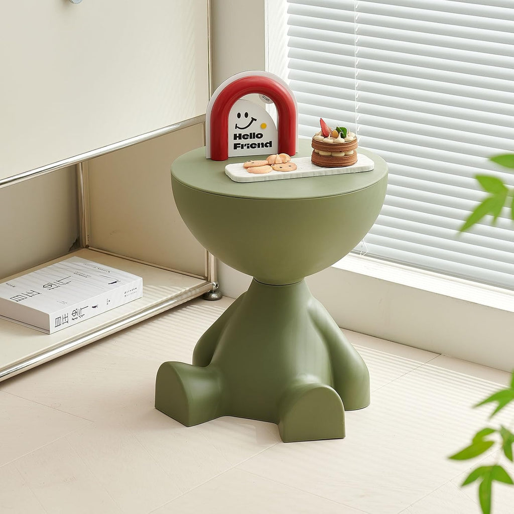 Circle Side Table, Round Modern End Table, Waterproof & Durable, Small Coffee Table for Living Room, Bedroom, Bedside, Versatile Accent Table - Green