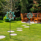 VEWOGARDEN 2PCS Garden Wind Spinners Metal Outdoor Wind Spinner Waterproof Wind Sculptures & Spinners Green Kinetic Wind Spinner for Yard Lawn Decor