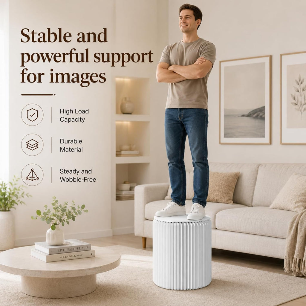 Folding Stool-17Inch Home Furniture 660lb Load Capacity Foldable Foldable | Portable Folding, Eco-Friendly Kraft Paper Honeycomb Design, 1.2 Inches Thick When Folded, Modern Minimalist