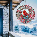3D Red Cardinal Wind Spinner 10 Inch Stainless Steel Bird Wind Sculpture Kinetic Art Hanging Ornament for Outdoor Garden, Yard, Patio, and Home Decoration Christmas Decor