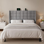 ONBRILL Queen Headboard Only with Charging Station, Soft Chenille Fabric