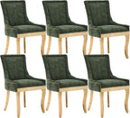 Olive Green Upholstered Dining Chairs Set of 6, Gold Stainless Steel Legs | High back; nailhead trim; modern style; 400 lb capacity dining chairs for Kitchen; easy assembly;accent kitchen chairs