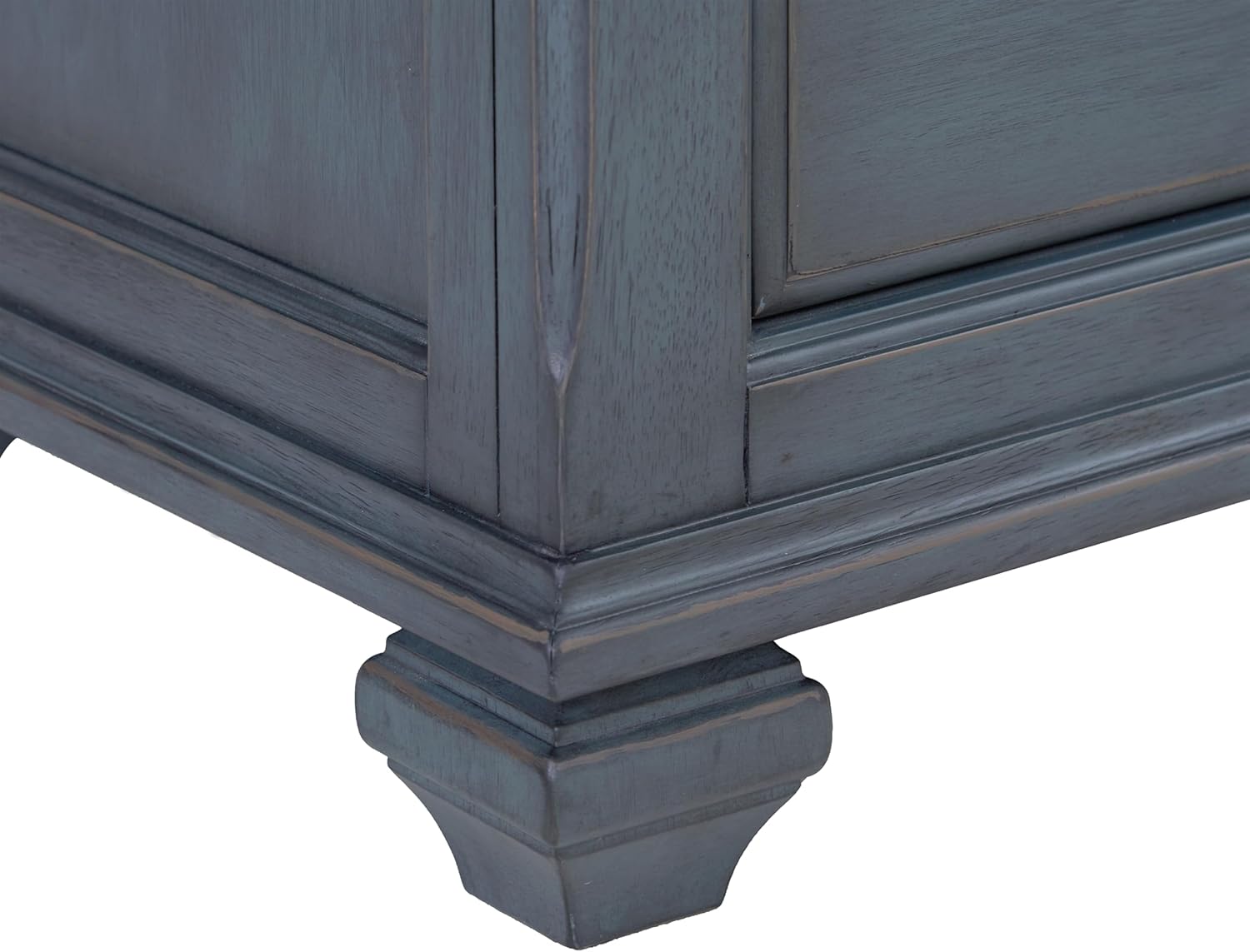 Bridgevine Home Americana 14” Chairside Table – Narrow Farmhouse End Table with Drawer & Cabinet Storage, Fully Assembled Accent Table, Corduroy Blue Finish, Antique Pewter Hardware
