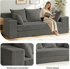 Oversized Loveseat, 3 Seater Pull Out Convertible Sofa Bed, 70" Gray Couch Fold Out Floor Couch Sleeper Sofa with 5 Pillows for Living Room Bedroom Lounge Small Space