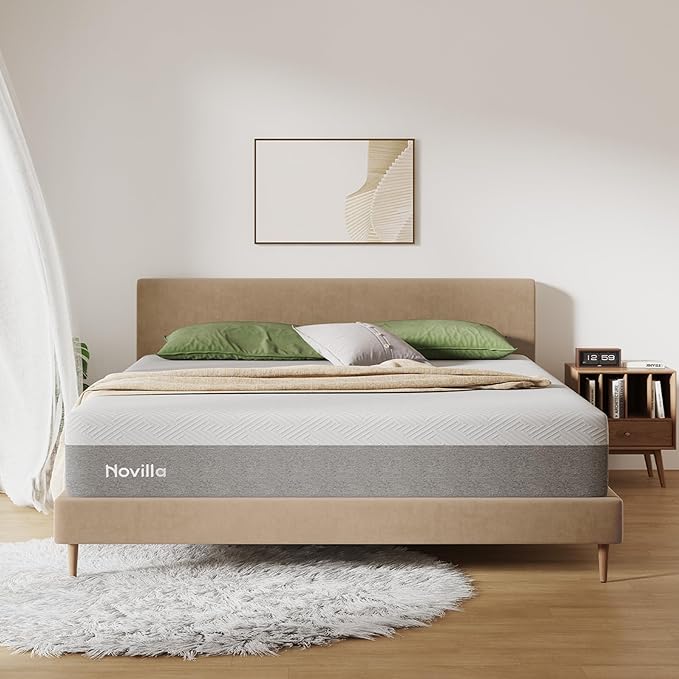 Novilla King Size Mattress, 12 Inch Gel Memory Foam King Mattress for Cool Night & Pressure Relief, Medium Plush Feel with Motion Isolating, Bliss
