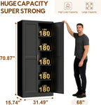 UNICOLY 71" Kitchen Pantry Cabinet, Pantry Storage Cabinet with Doors and 4 Shelves, Metal Storage Cabinets for Kitchens, Living Room, Dinning Room, Assembly Required, Black