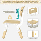 DOREROOM Adjustable Kids Table & 2 Chairs Set, 31.5" L x 23.6" W, Beige-W | Graffiti Desktop,Table Supports 300 lbs,Toddler Ages 2-8，FSC-certified, Children Activity Table for Daycare, Classroom, Home