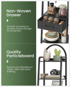 CHOEZON 5 Tier Ladder Shelf with Drawer, Tall Ladder Bookshelf, Standing Bookcase with Metal Frame for Living Room, Bathroom, Home Office, Study, Balcony, Black TCJ07BB