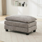 Oversized Modular Sectional Sofa Set, Convertible Deep Seat Cloud Couch with Ottoman, Large U Shaped Corner Couch with Throw Pillows for Living Room (Grey, Ottoman)