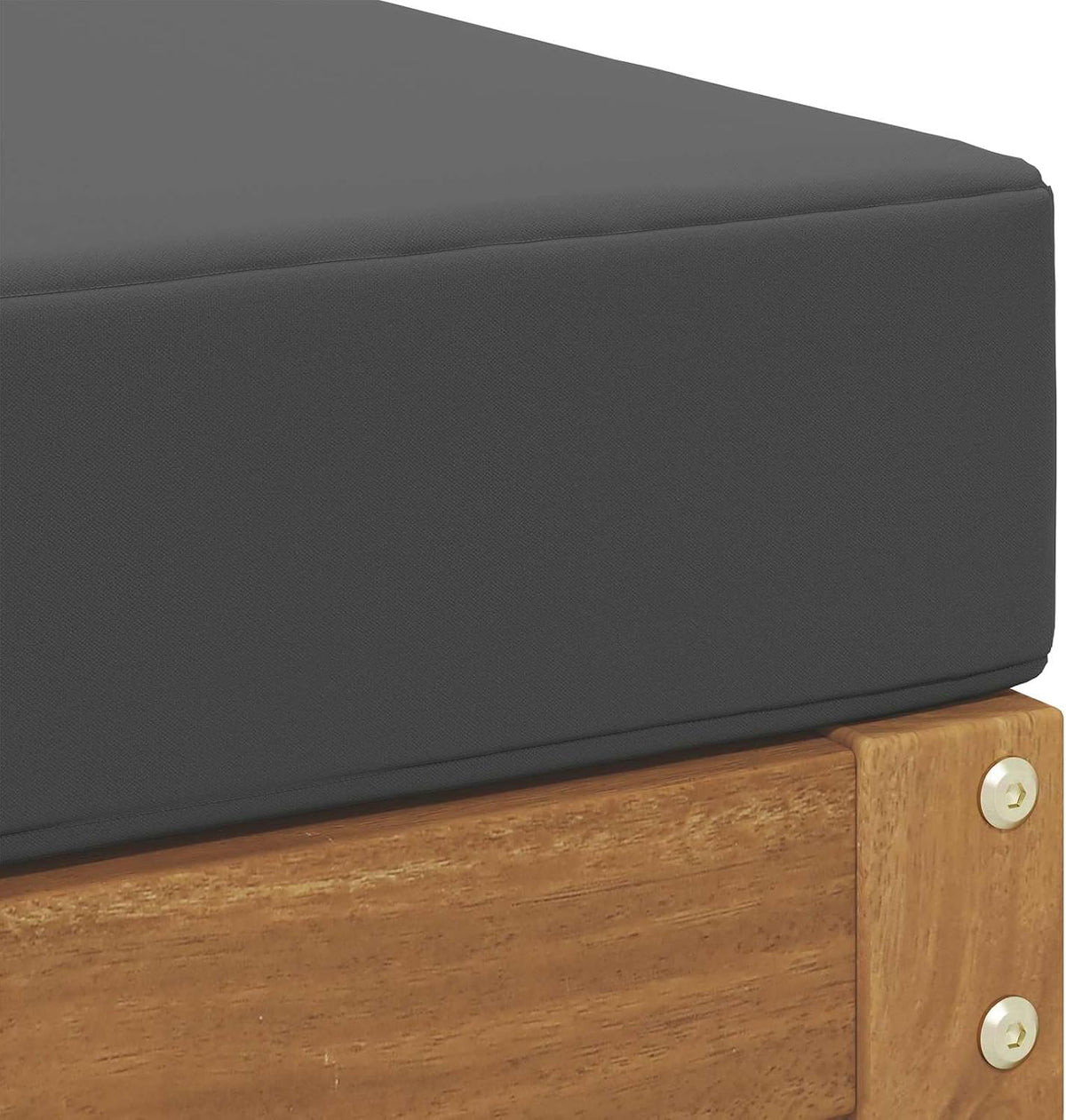 Outdoor Footstool Solid Acacia Wood Garden Ottoman with Anthracite Seat Cushion for Patio Deck Backyard Modular Seating Sets 23.62 x 23.62 x 17.72 Inches