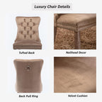 Espresso Brown Mid Century Modern Dining Chairs Set of 6, Velvet Upholstered Kitchen & Dining Room Chairs with Nailhead Trim & Solid Wood Legs, Elegant Sillas De Comedor (Coffee, 6 Pcs)
