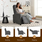 Furnimart Small Manual Recliner Chair for Compact Spaces, Overstuffed Chenille, Chunky Cushion, Comfortable Single Sofa Recliner for Adults, Ideal for Living Room, Bedroom, Home Theater, Gray