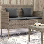 Gray Poly Rattan Outdoor Storage Bench with Cushion, Patio Seating with Waterproof Storage Bag for Cushions and Towels