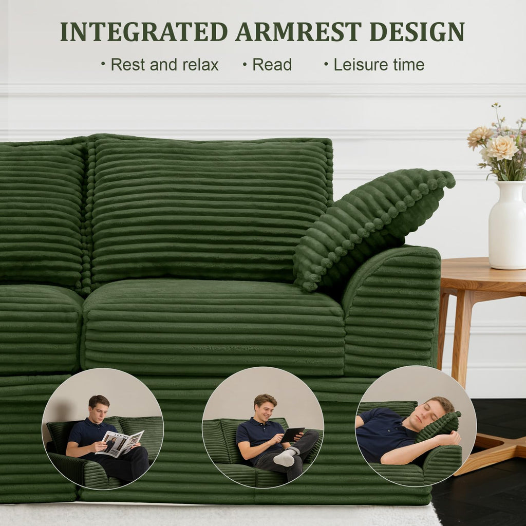 Upgrade Couch with Storage, Extra Deep&High Seat Modular Sectional Sofa 4 Seater U Shaped Cloud Couch with Ottoman, Tool-Free Assembly Sectional Couches for Living Room