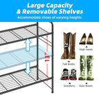 3 Tier Shoe Rack for Closet, 46.5 Inch Extra Long Shoe Storage Organizer for Shelves, Heavy Duty Metal, Easy Assembly, Black