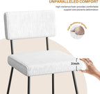 Velvet Dining Chairs Set of 6, Upholstered Dining Room Kitchen Chair with Thick Cushion, Soft Backrest, Metal Legs, Mid Century Modern Accent Side Chair for Home Living Room Bedroom, White