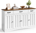Gizoon Sideboard Buffet Cabinet with Storage, Modern Kitchen Sideboard and Coffee Bar with Drawers and Doors, Wood Buffet Table for Dining Room, 15.2" D x 55.1" W x 31.9" H, White/Rustic Brown