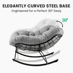JEAREY Papasan Rocking Chair, Outdoor Oversized Egg Chair, Grey | Oversized papasan rocking chair with thick cushion and smooth rocker base for porch, patio, bedroom, living room
