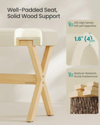 SONGMICS Makeup Stool, Padded Vanity Foot Rest, Solid Wood X Legs | 16.5 x 12.6 x 18.1 Inches, for Bedroom, Closet, Entryway, Summer Sand, MARY Collection ULSF006LF02