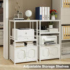 Natwind 4 Tier Printer Stand, File Cabinet w/Adjustable Open Shelves,White | Filling Cabinet with Book Shelf, Office Vertical Open Cabinet, Decorative Wood Printer Shelf with Storage for Home Office