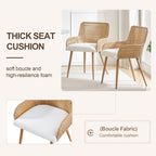 Rattan Dining Chairs Set of 4,Farmhouse PE Rattan Kitchen Chair with Upholstered Cushion and Metal Legs for Home,Kitchen,Brown