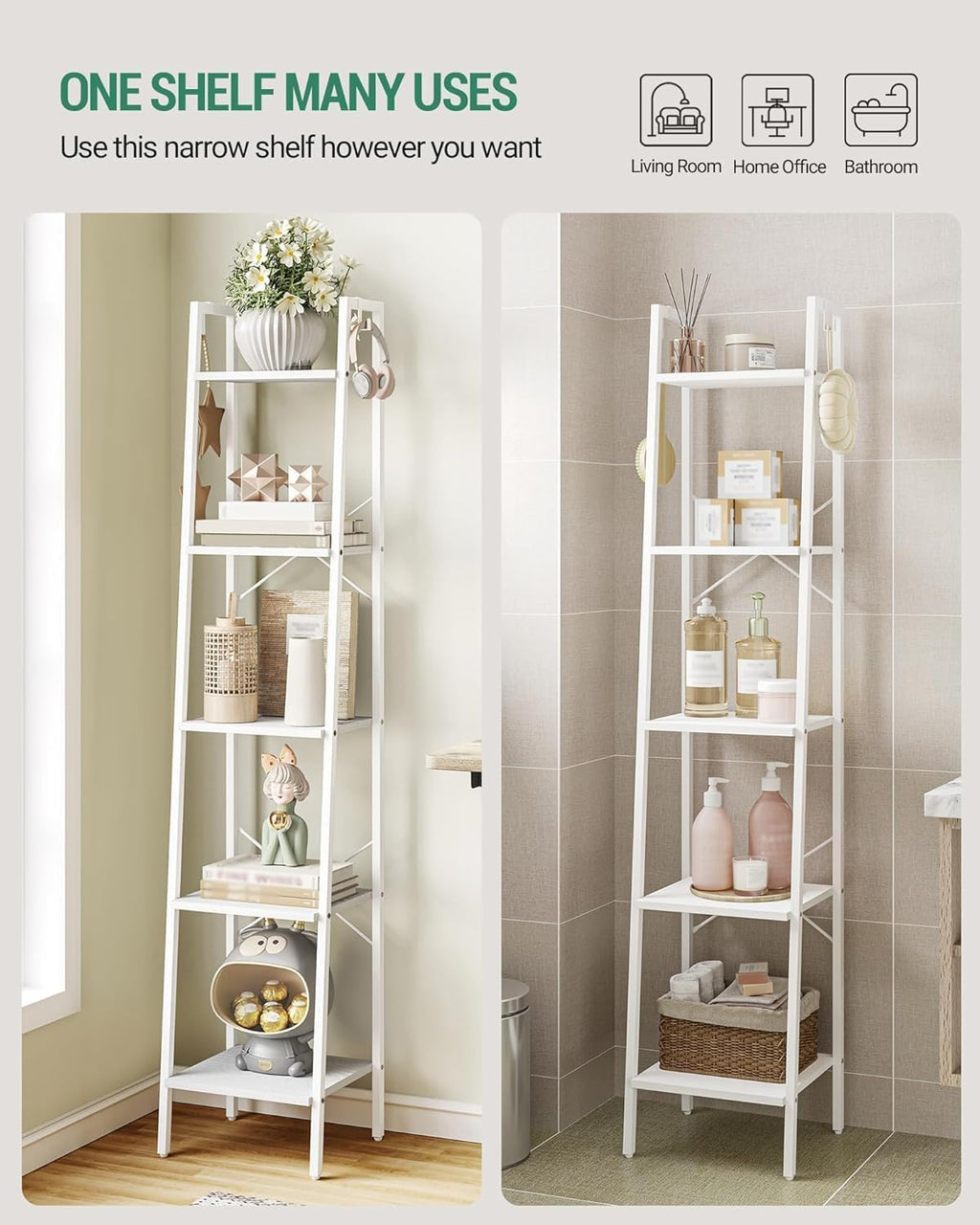 Hzuaneri Ladder Shelf, Bookshelf, Freestanding Corner Storage Shelf