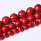 Red Turquoise Stone Beads Gemstone Round Crystal Energy Jade Beads Stone Beads for Jewelry Making DIY Bracelet Necklace Jewelry Making 1 Strand 15.5inch 31PCS 12MM