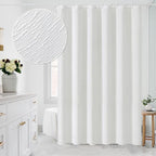 MitoVilla Extra Long Shower Curtain 72 x 84, Farmhouse Fabric White XL Shower Curtains for Bathroom Decor, Modern Luxury Cloth Shower Curtain, 3D Marble Textured