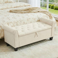 49" End of Bed Storage Bench for Bedroom, Upholstered Storage Ottoman | Easy Assembly with Instructions, Pet Friendly, Polyester Fabric Ottoman Bench for Bedroom, Living Room, Window, Entryway