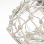 Hollyone Clear Glass Vase with Cotton Rope Cover Woven Round Glass Vase Decorative Flower Bottle Modern Vase for Table Centerpiece Farmhouse Wedding Home Decor
