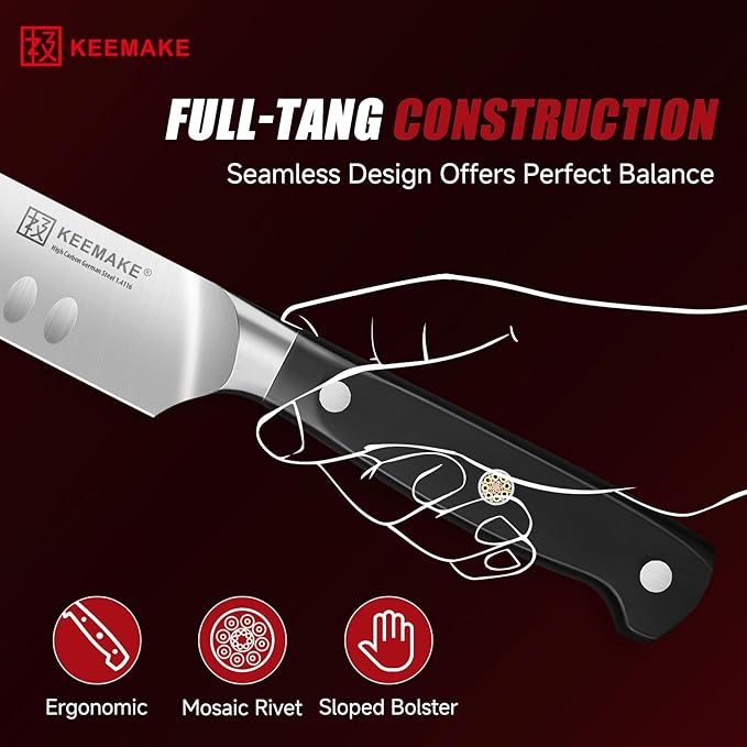 KEEMAKE BBQ Carving Knife Set, Brisket Knife and Boning Knife for Meat Cutting, High Carbon Stainless Steel Sharp Knives Set for Kitchen, Carving Knives for Roast Meat Ham Turkey