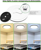 zemty 12 Inch Black Ceiling Light - 28W 3200lm LED Ceiling Light Flushmount, 3 Color Temperature in One 3000k/4500k/6000K Modern Ceiling Lamp for Bedroom Kitchen DiningRoom - 2Pack
