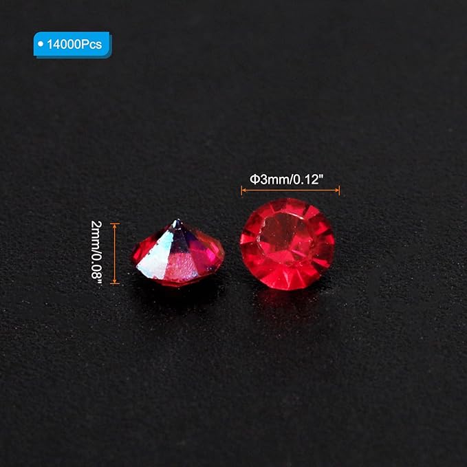 PATIKIL 14000Pcs Wedding Table Scatter Confetti Crystals 3mm Acrylic Diamonds Vase Fillers Gems for Table Centerpiece Decorations Bridal Shower Party, Dark Red AB
