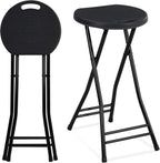 Suzile 2 Pcs Tall Folding Chair Portable Plastic Stool Chair Heavy Duty Foldable Bar Stools with Handle for Adults Kitchen Counter Room Home Camping Indoor Outdoor, 300lbs Capacity (24 Inches)