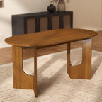 VESCASA 63" L Walnut Wood Oval Dining Table for 6, Solid Wood Kitchen Table with Wooden Legs for Dining Room, Restaurant