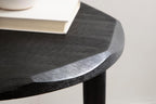 Kate and Laurel Tavares Modern Wooden Round Side Table, 18 x 18 x 20, Black, Solid Wood Accent End Table with Textured Top and Faceted Edge for Use as Indoor Plant Stand or Living Room Decor Piece