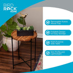 BIRDROCK HOME Folding Side Table with Removable Wood Tray - Modern Accent, Foldable End Table for Living Room, Bedroom - Portable Serving Tray for Decoration, Coffee, Drinks & Food - Natural Acacia