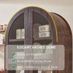 IFGET 71" Tall Arched Kitchen Pantry, Kitchens Storage Cabinets, Brown | Modern Farmhouse Wood Pantry w/2 Large Drawers and Adjustable Shelves, Versatile Cupboard for Kitchen, Dining Room, Bathroom