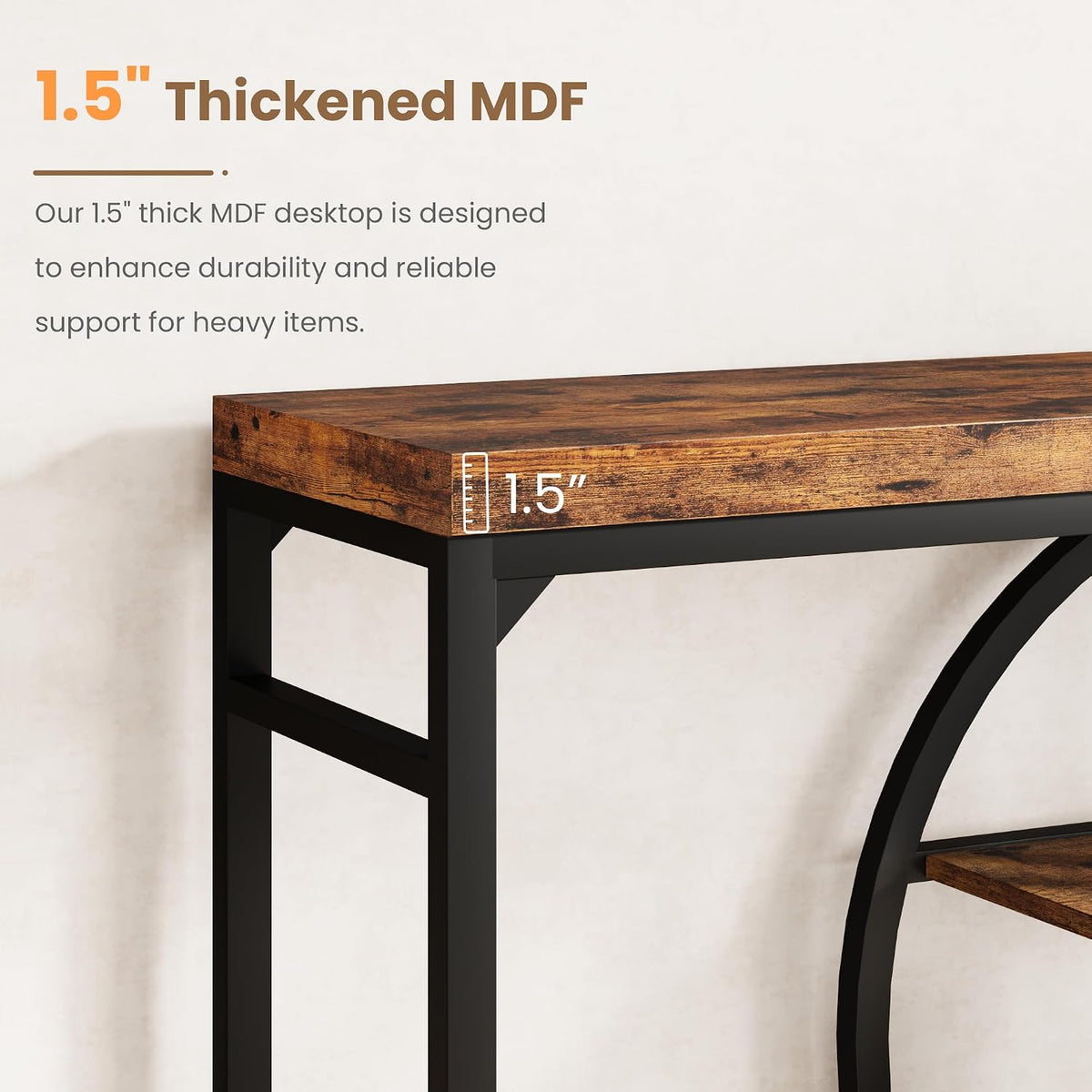 GarveeHome 55" Industrial Entryway Table, 5-Tier Narrow Console Table with o-Shaped Metal Frame, Storage Sofa Table for Living Room, Hallway & Entrance