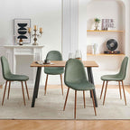 Howtek Dining Chairs Set of 4, Mid Century Modern Green Velvet Upholstered Kitchen Chairs with Backrest & Metal Legs for Living Room, Dining Room, Vanity