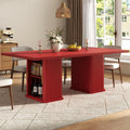 78.7" Long Rectangle Dining Table with Fluted Storage Legs for 6/8/10, Farmhouse Dinner Tables with Large Tabletop, Storage Shelves and Sliding Tambour Doors for Dining Room, Kitchen, Living Room